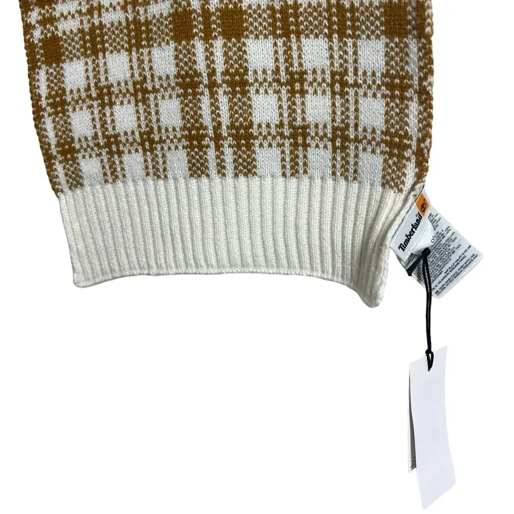 Timberland Buffalo Cozy Plaid Rust Orange Cream Knit Scarf Unisex
